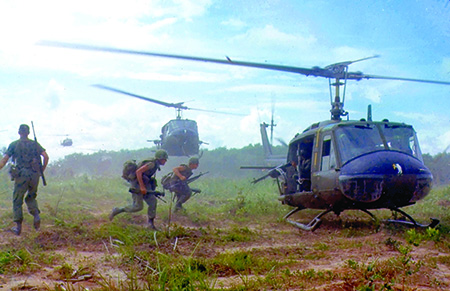 American troops using helicopters during the Vietnam War