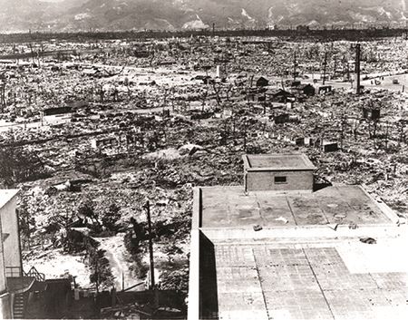 The aftermath of the explosion in Hiroshima