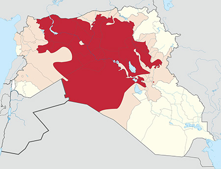 Map of territory controlled by ISIS