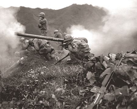 Rifle being fired during the Korean War