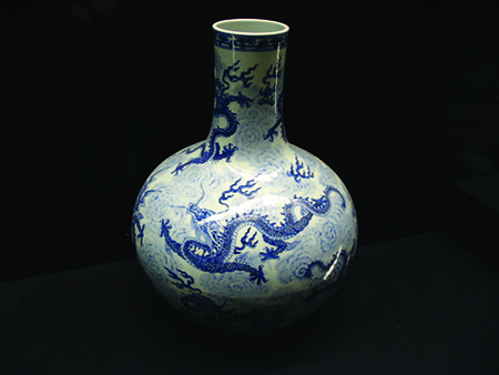 Ming pottery: a blue and white porcelain vase