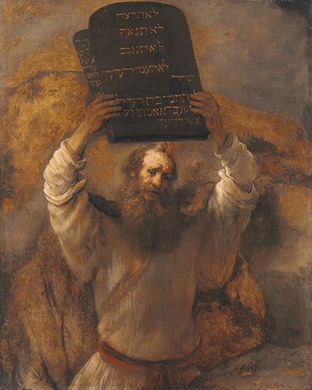 Moses smashing the Ten Commandments portrait
