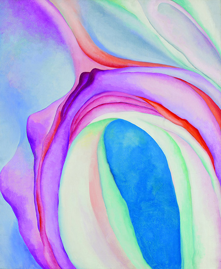 Georgia O’Keeffe painting Music, Pink and Blue No. 2