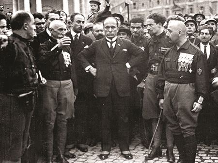 Mussolini and fellow Blackshirt leaders at March on Rome