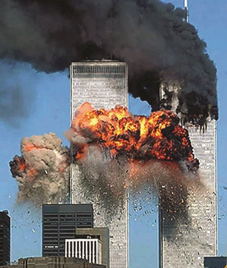 Second hijacked plane strikes the World Trade Center