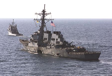 Damage to the hull of the USS Cole - 2000